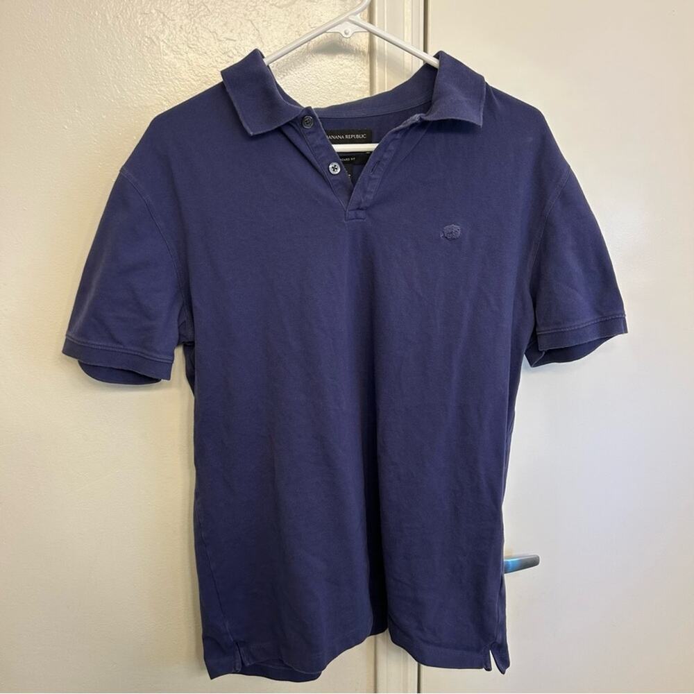 Banana Republic Signature Pique Polo Men's L Navy Blue Classic Fit